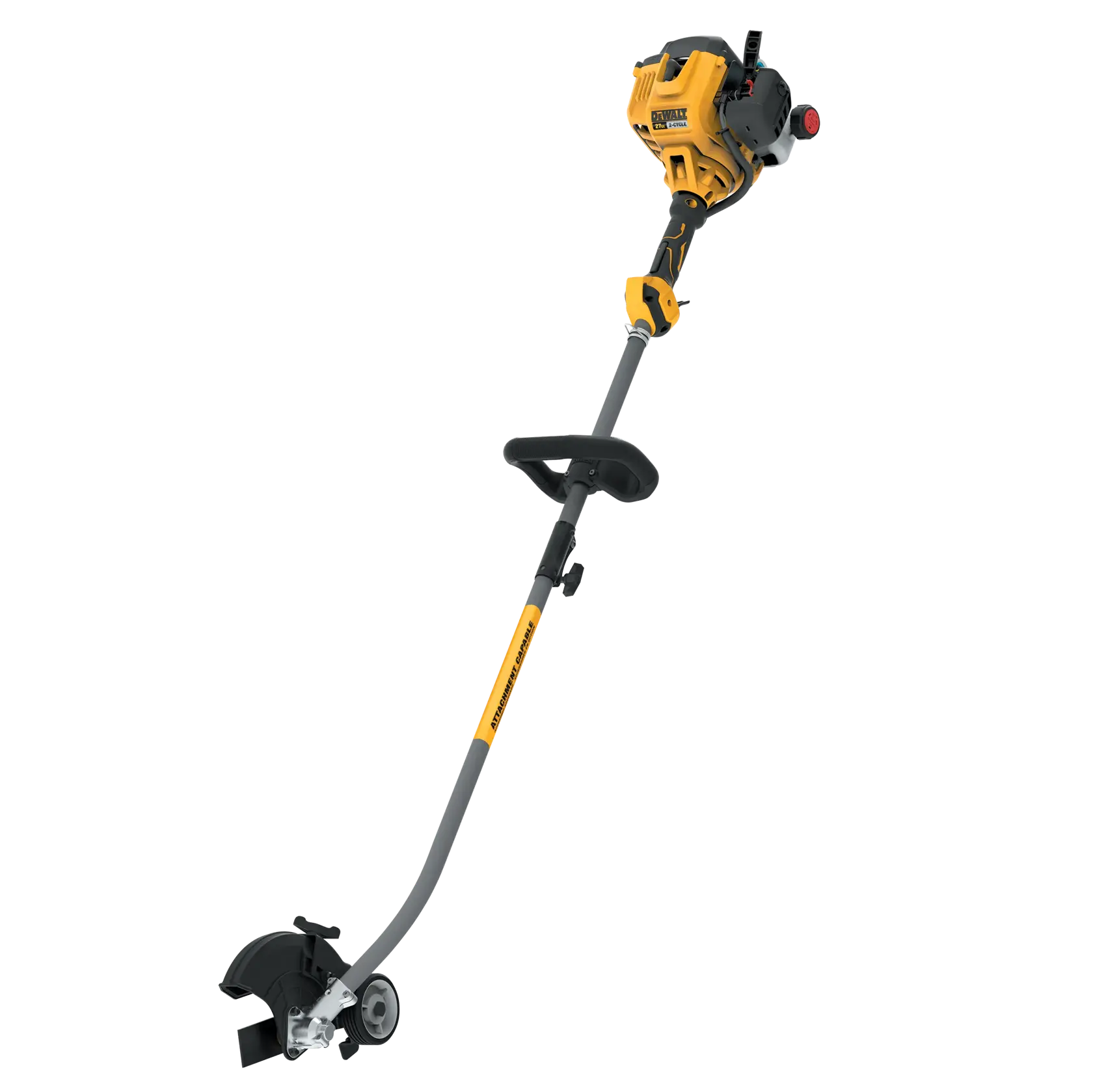 Right profile of 27 cubic centimeters 2 Cycle Straight Stick Edger with Attachment Capability.