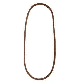 A brown rubber replacement drive belt for a machine, shown in an elongated oval shape on a white background.