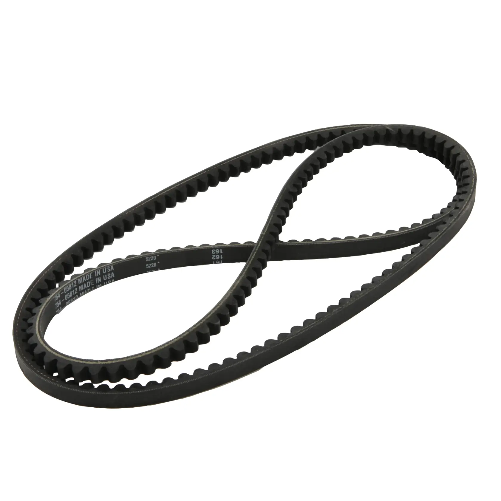 A black rubber V-belt with tooth-like grooves, shown looped on a white background. This is a DEWALT replacement drive belt, model DXGX501103.
