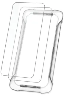 Hero show with product packaging for the DEWALT iPhone Screen Protector, highlighting 2 Pack and Install Frame.