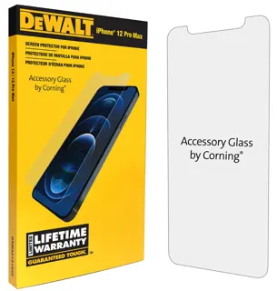 Hero shot of DEWALT iPhone Screen Protector with Accessory Glass by Corning.