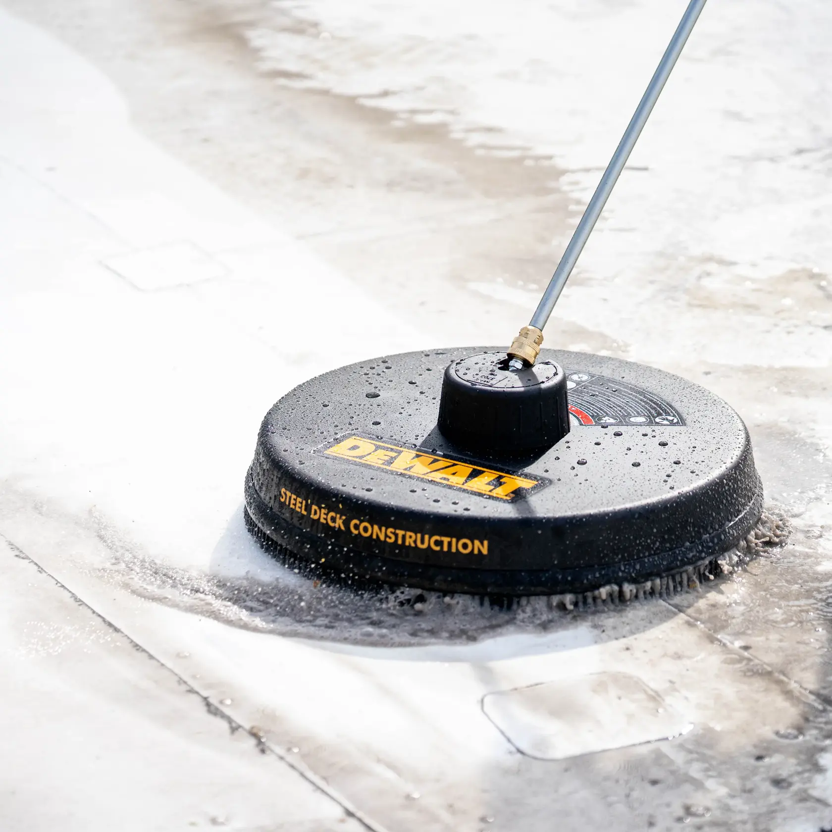 Pressure Washer 18 inch Surface Cleaner Rated 3400 PSI being used on floor.