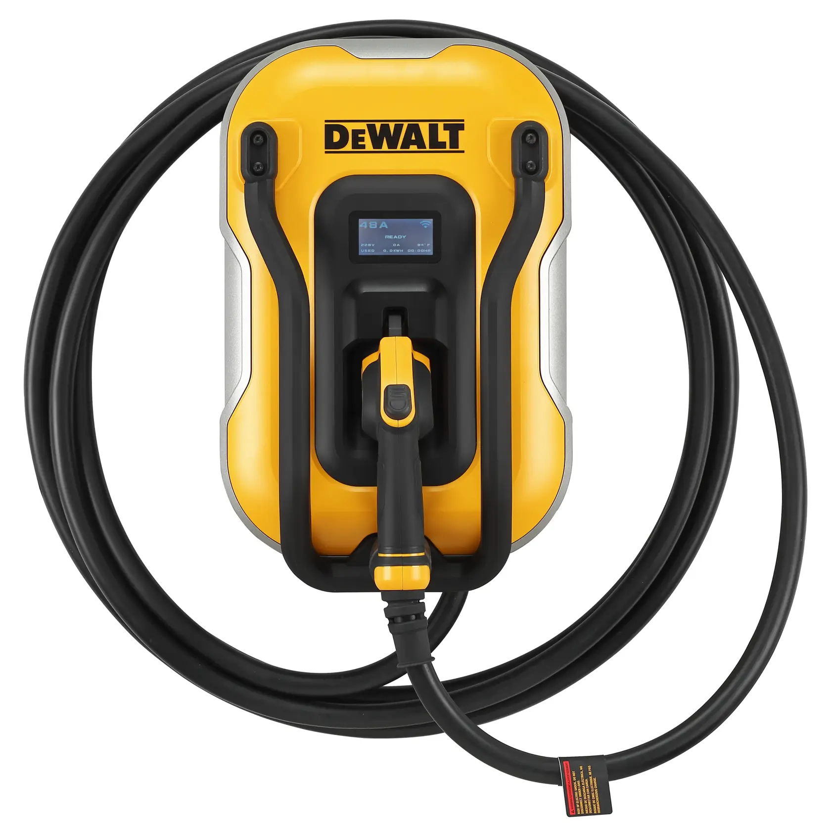 DEWALT® Electric Vehicle (EV) 240V Level 2 Charger up to 48 Amps, App Control Bluetooth & Wi-Fi, CSA Certified Indoor/Outdoor Hardwired Wall Mounted Charging Station with 25 ft. Cable