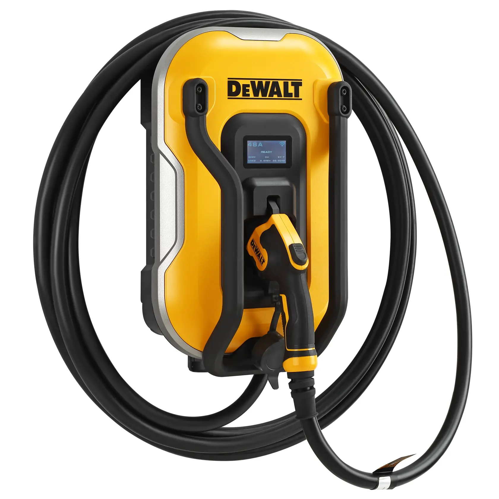 DEWALT® Electric Vehicle (EV) 240V Level 2 Charger up to 48 Amps, App Control Bluetooth & Wi-Fi, CSA Certified Indoor/Outdoor Hardwired Wall Mounted Charging Station with 25 ft. Cable thumbnail 3