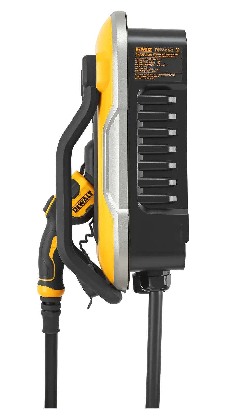 DEWALT® Electric Vehicle (EV) 240V Level 2 Charger up to 48 Amps, App Control Bluetooth & Wi-Fi, CSA Certified Indoor/Outdoor Hardwired Wall Mounted Charging Station with 25 ft. Cable thumbnail 5