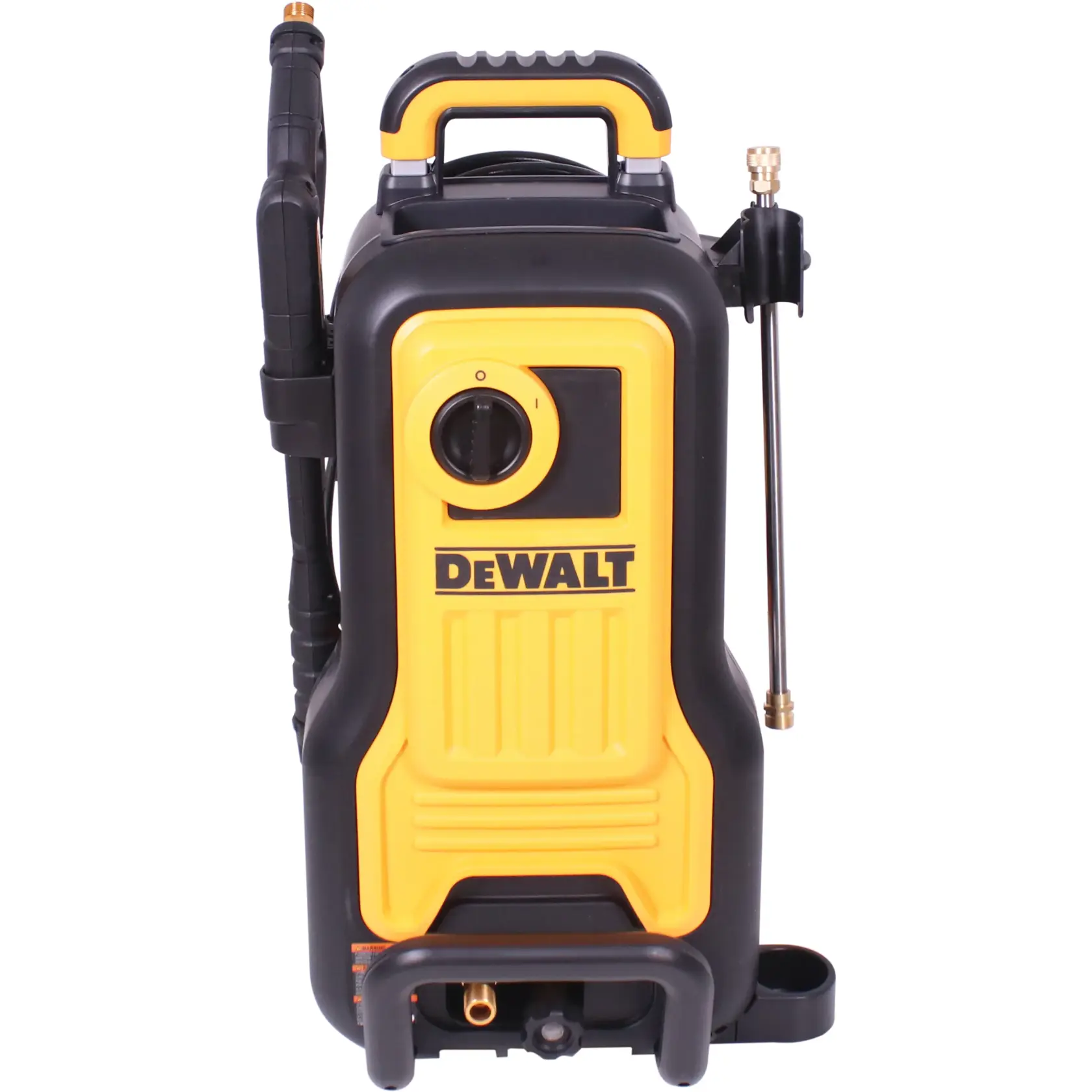 Front view of DeWalt pressure washer with handle down