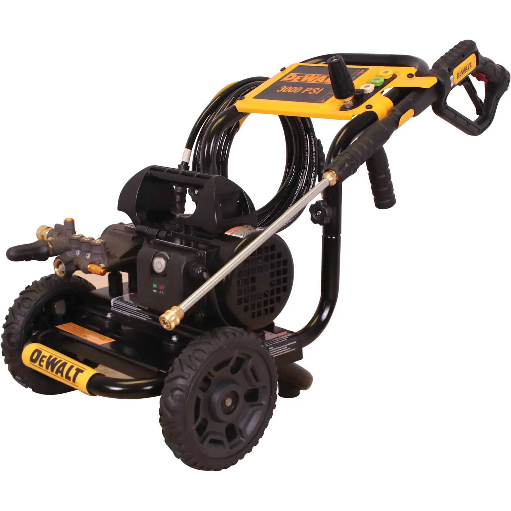 45-degree left-facing front view of DeWalt pressure washer