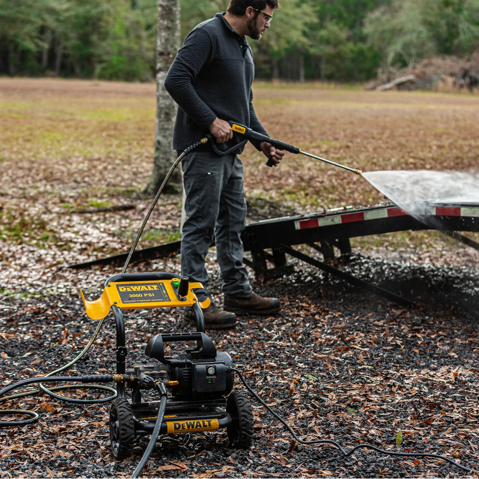 Pressure washer in use
