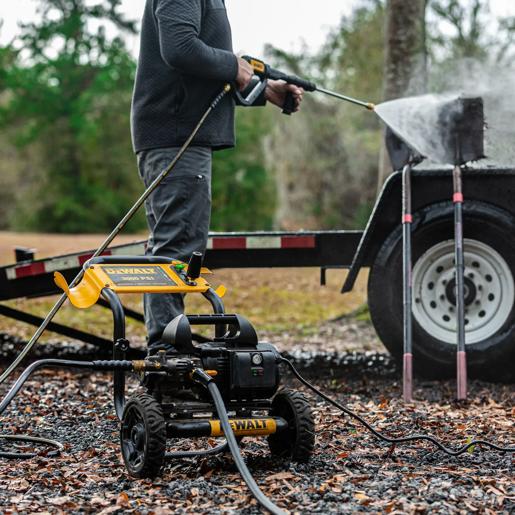Pressure washer in use