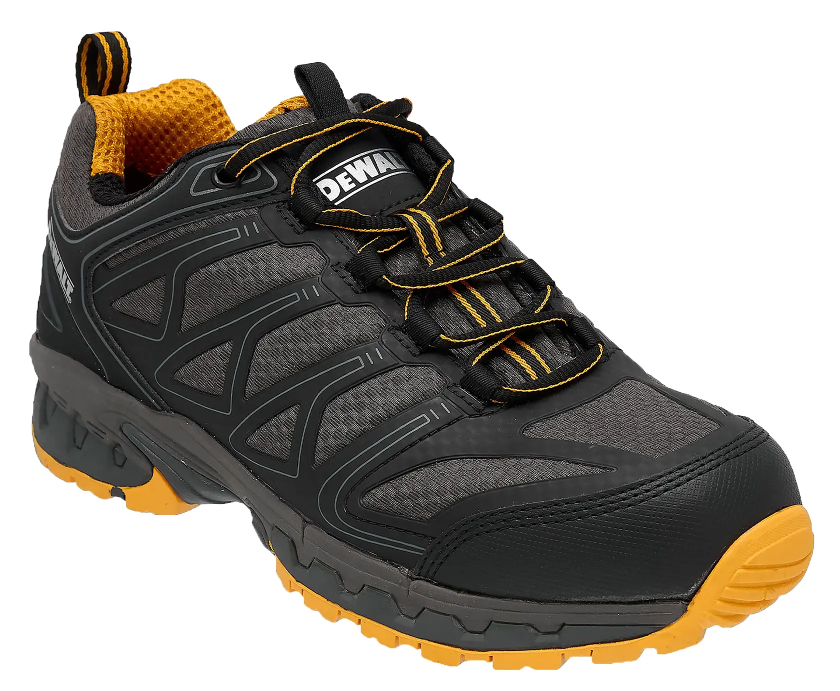 ¾ view facing right of the DEWALT Boron Safety Toe Work Shoe in black/yellow