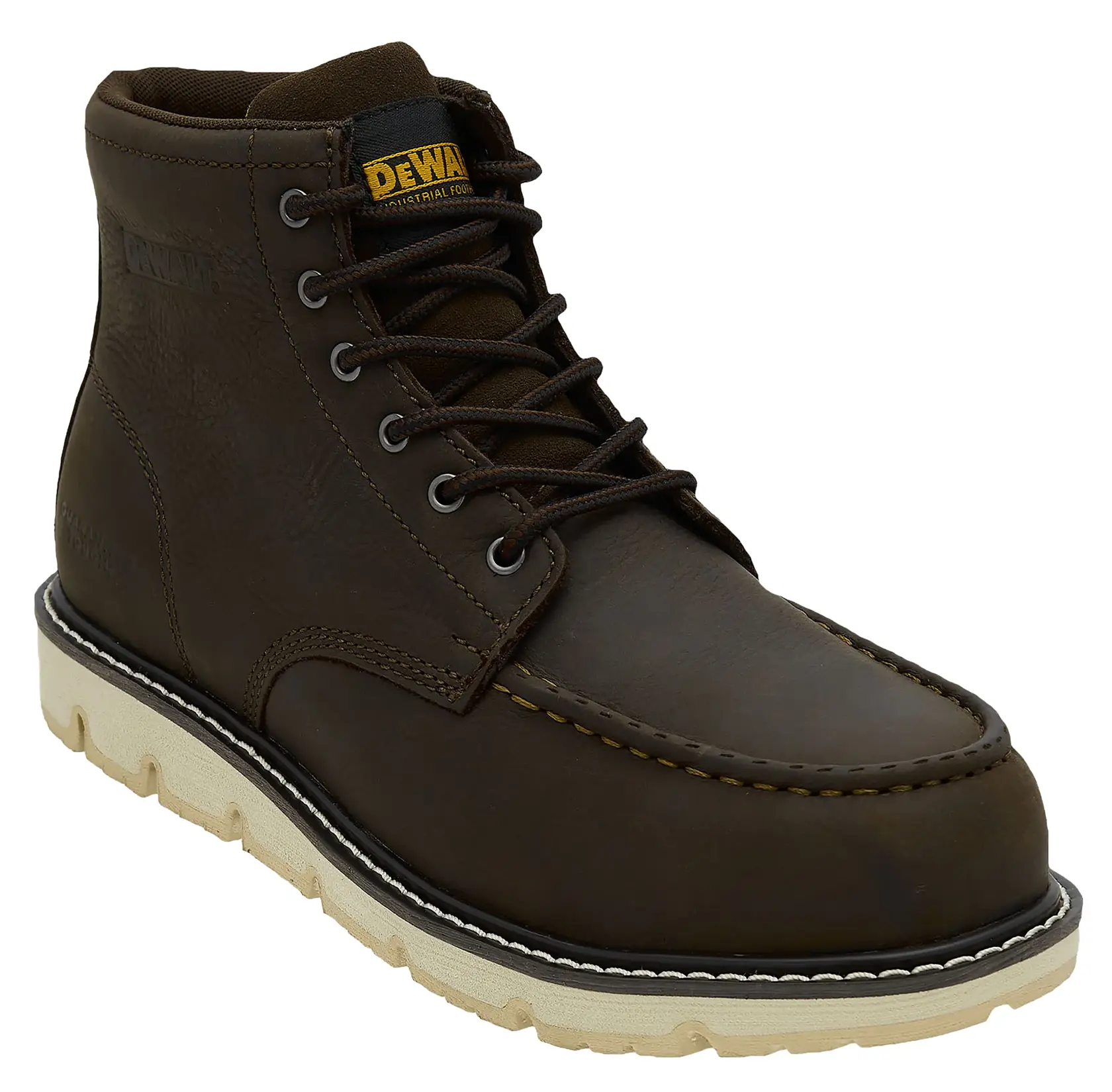 ¾ view facing right of the DEWALT Forge Men’s Safety Toe Work Boot in seal brown