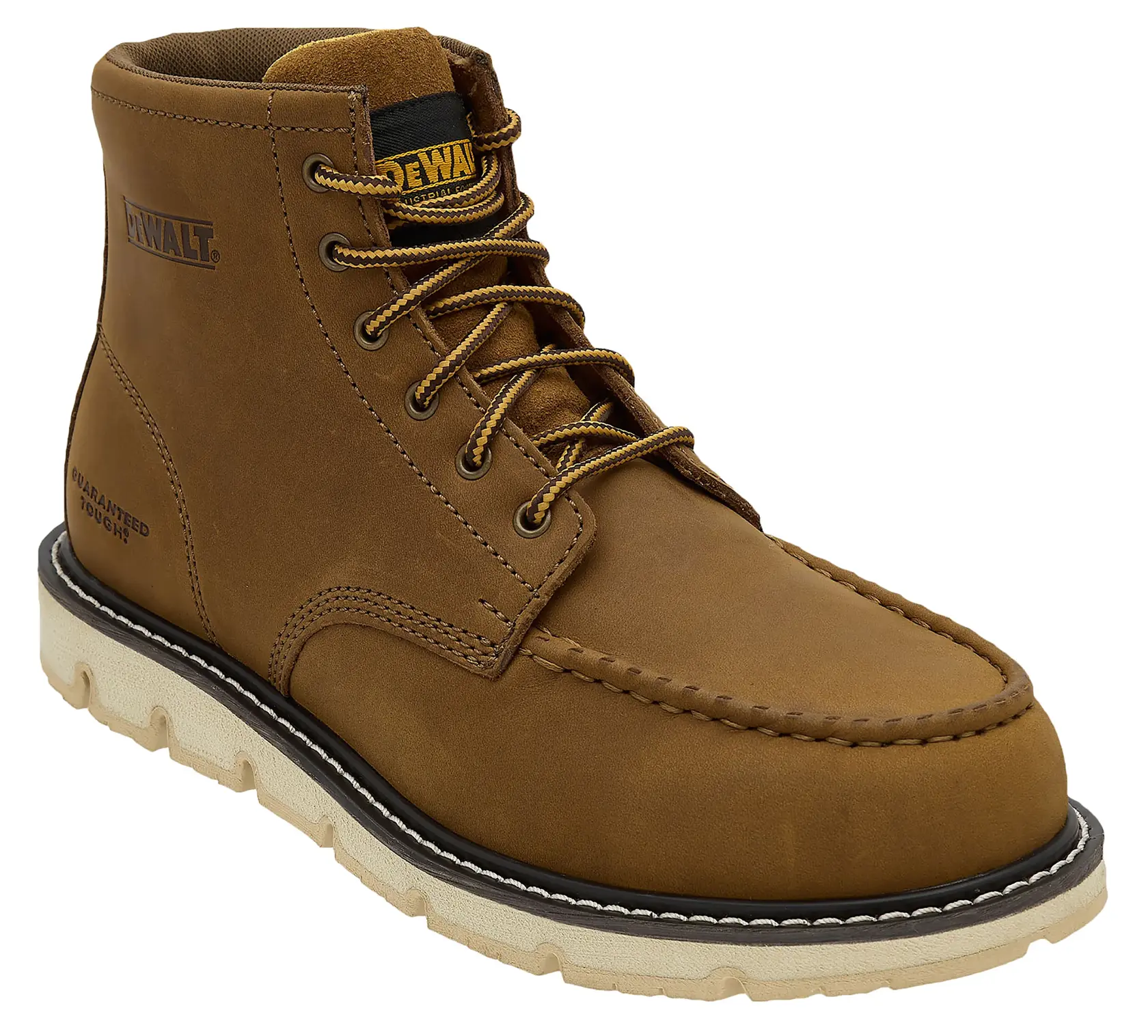 ¾ view facing right of the DEWALT Forge Men’s Safety Toe Work Boot in tan