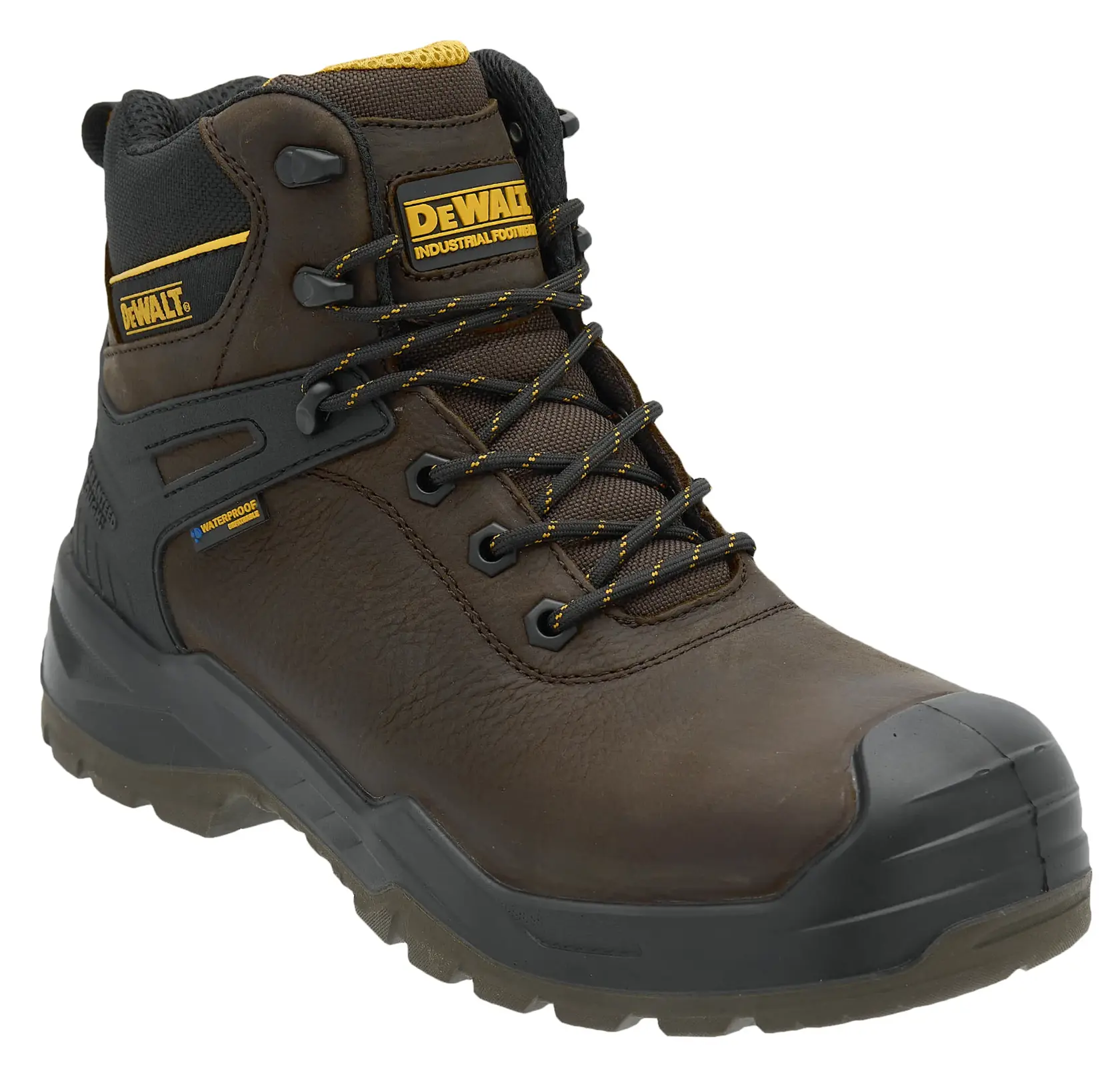 ¾ view facing right of the DEWALT Hayes men’s safety boot in brown