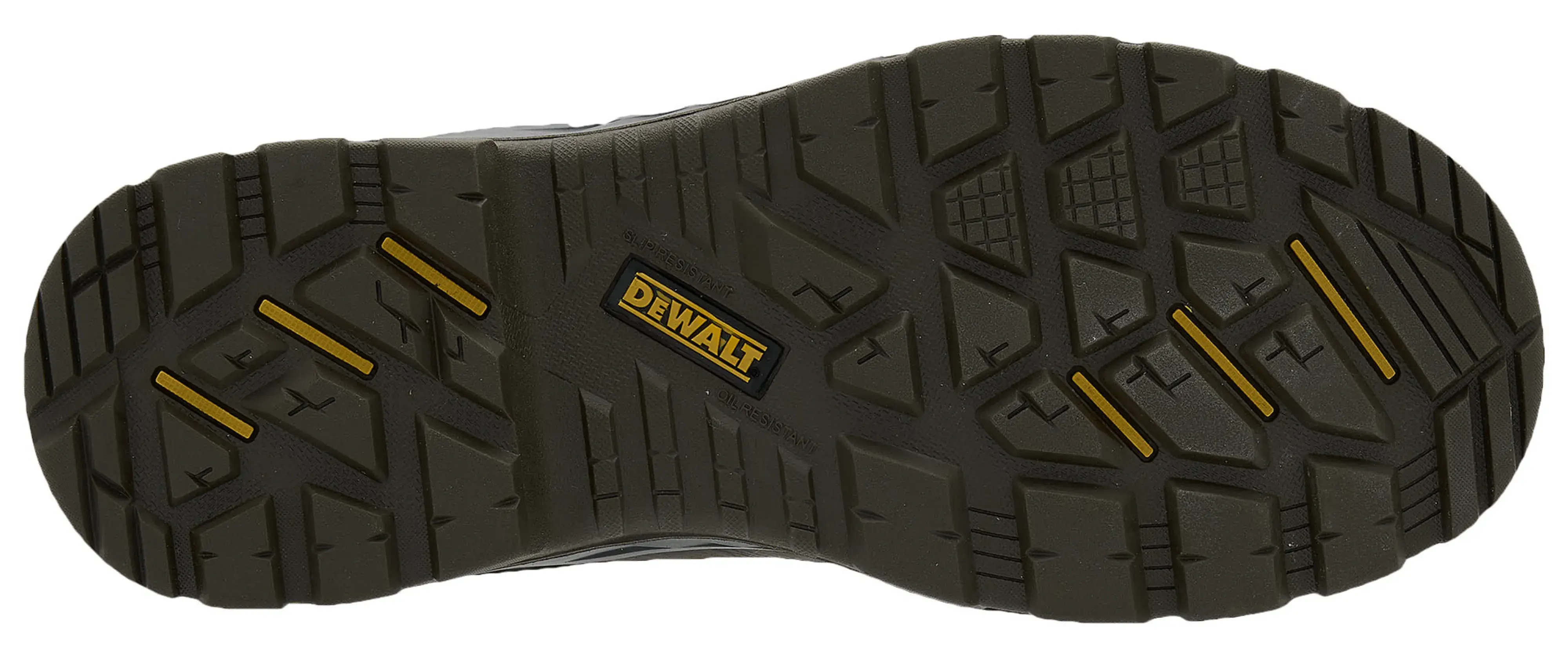 Sole view facing right of the DEWALT Hayes men’s safety boot in brown