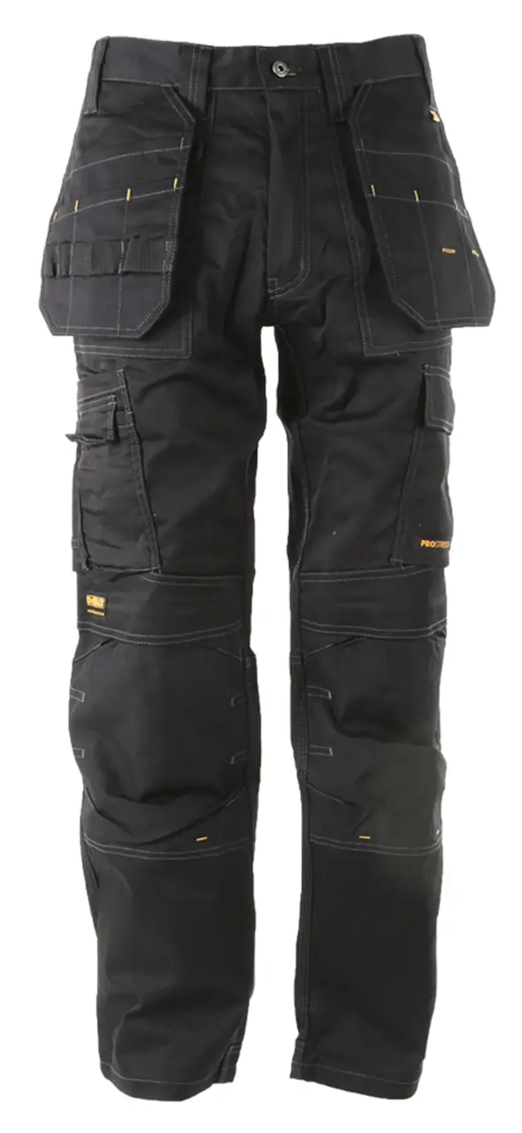 Front view of the DEWALT Protradesman men’s work pants in black