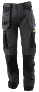 Front view of the DEWALT Barstow men’s work pants in grey/black