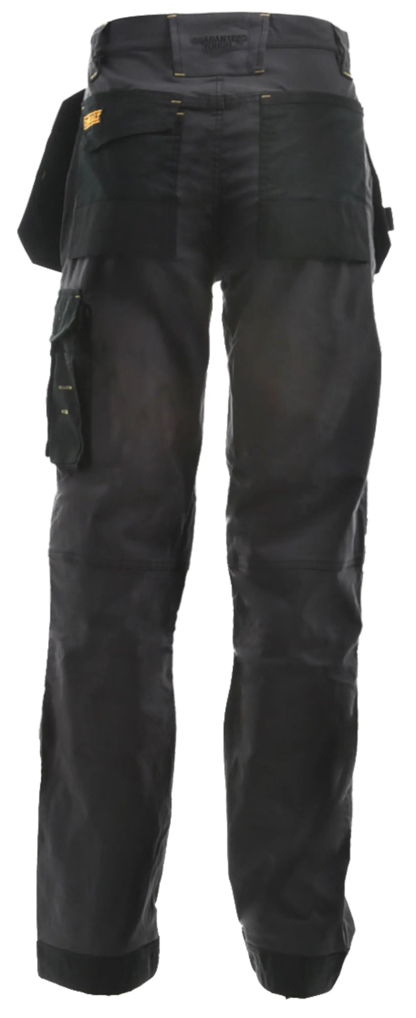Rear view of the DEWALT Memphis men’s work pants in grey/black