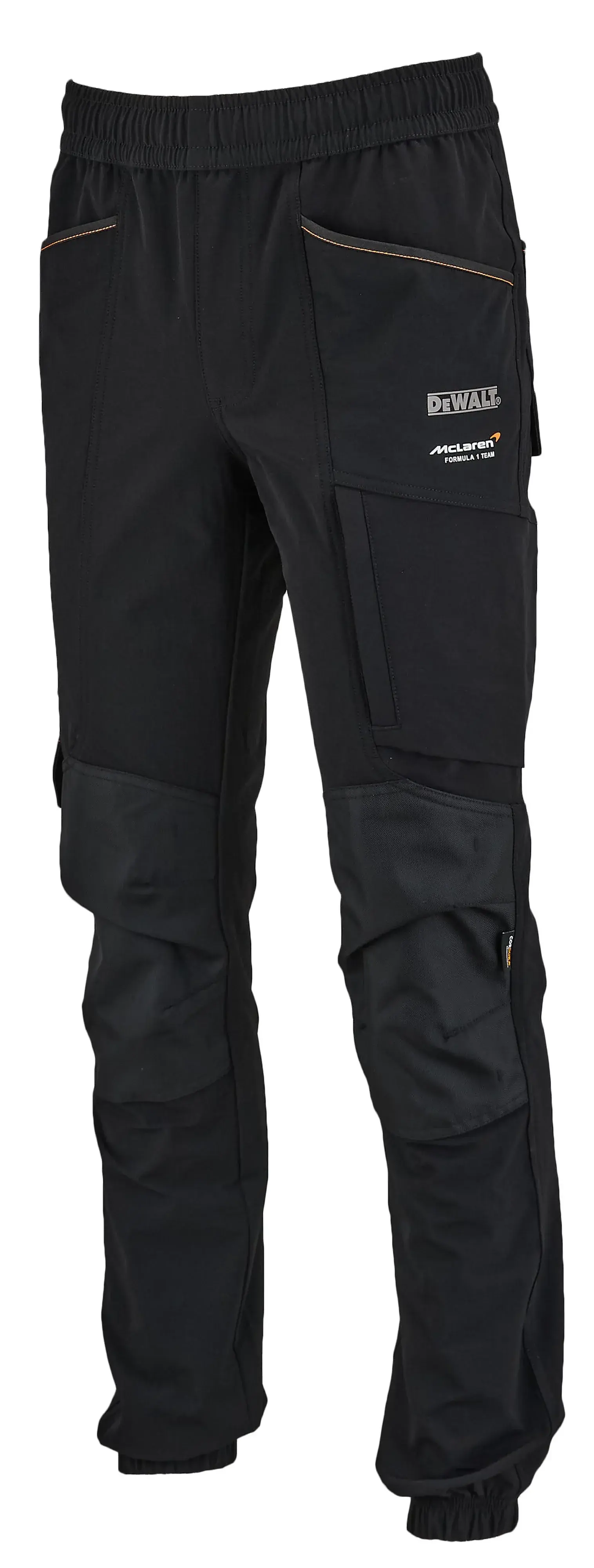 ¾ view facing left of the DEWALT x McLaren Webster men’s work jogger in black