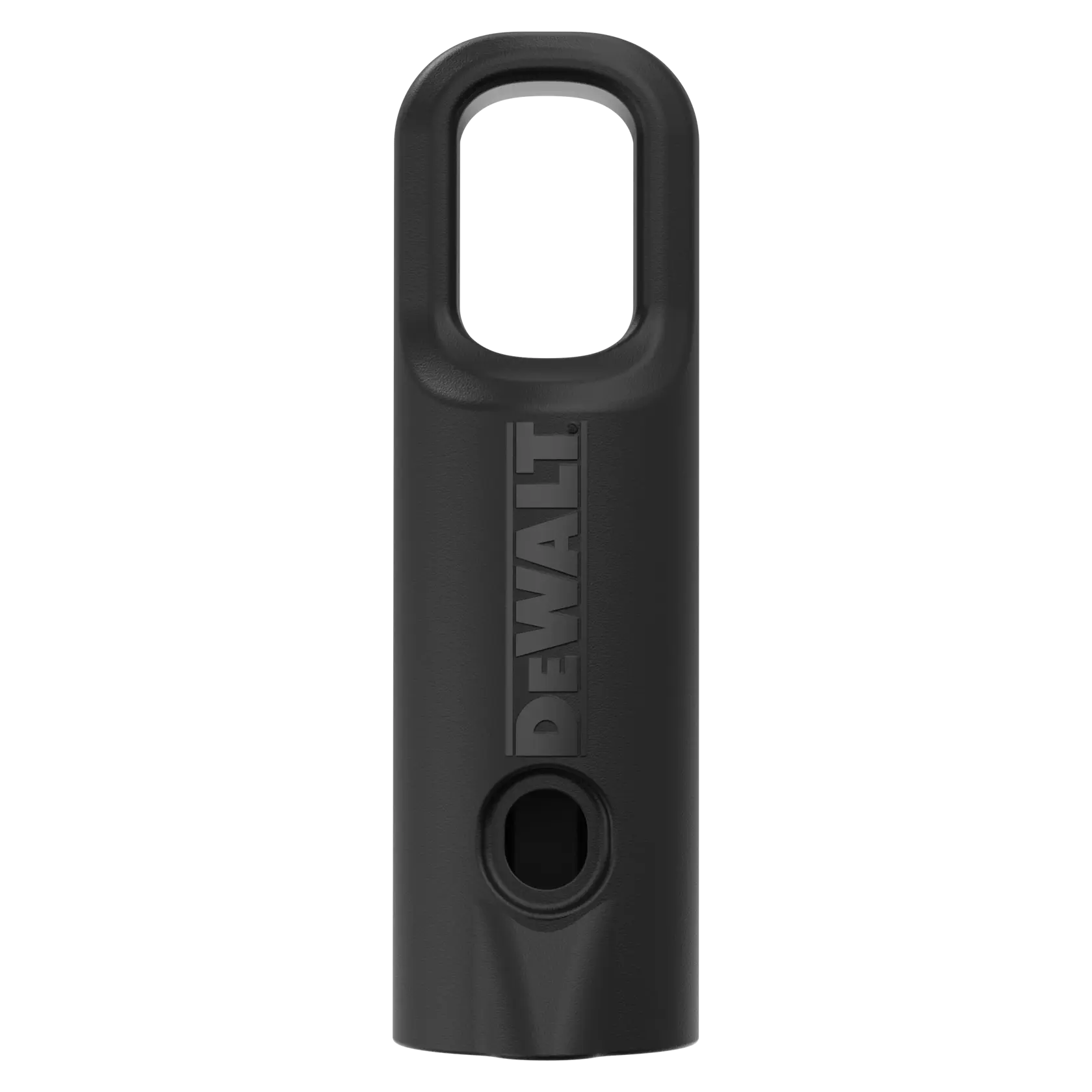 Black DEWALT accessory with a rounded rectangular handle, used for photography or tools.