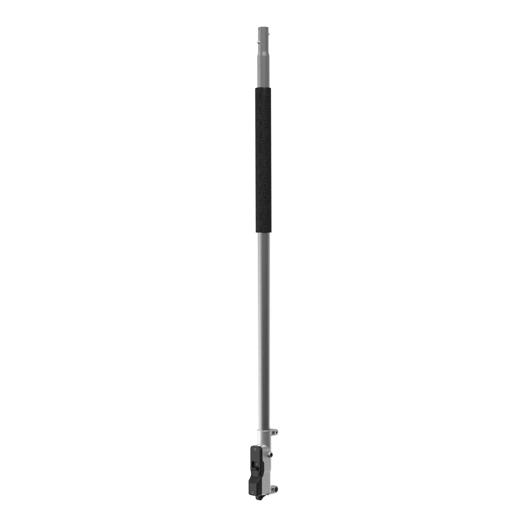 Telescopic metal pole accessory with a black grip and mounting attachment at the end, suitable for photography equipment.