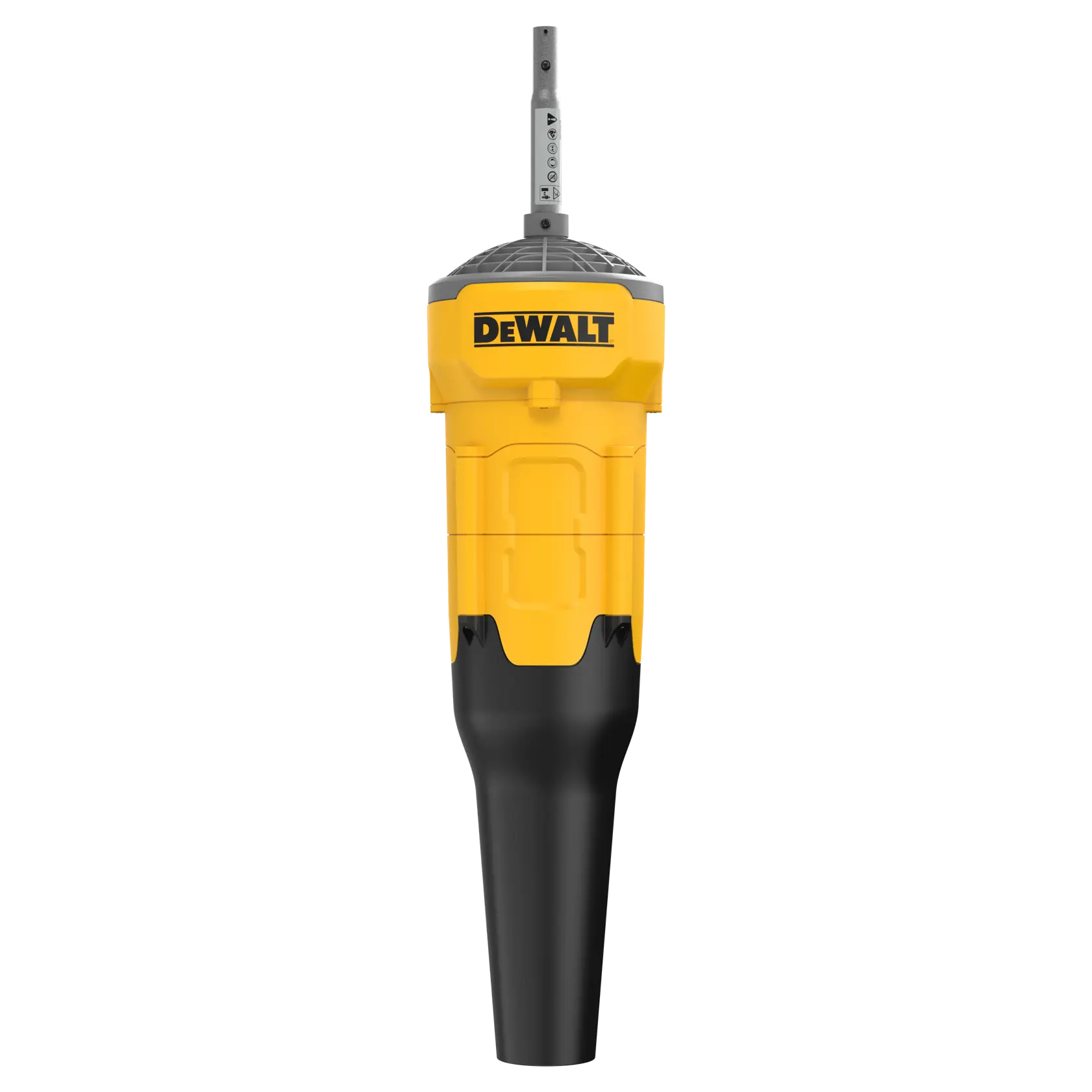 DEWALT yellow and black power tool attachment with a hex shank, shown upright on a white background.
