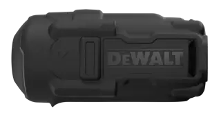 A black DEWALT protective cover for a tool, showing rugged exterior design and the DEWALT logo embossed on the side.